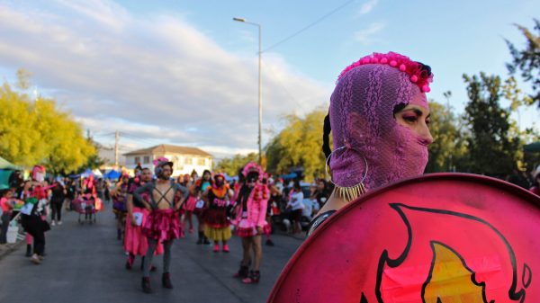 En el registro ( Amadalia Liberté, 2020) se puede ver a la Guerrilla Marika en el contexto del 16° Carnaval de la Legua denominado “A mano y sin permiso”.